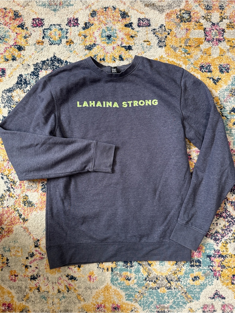 District Lahaina Strong Island Water Polo Crewneck Sweatshirt Heather Navy Small
